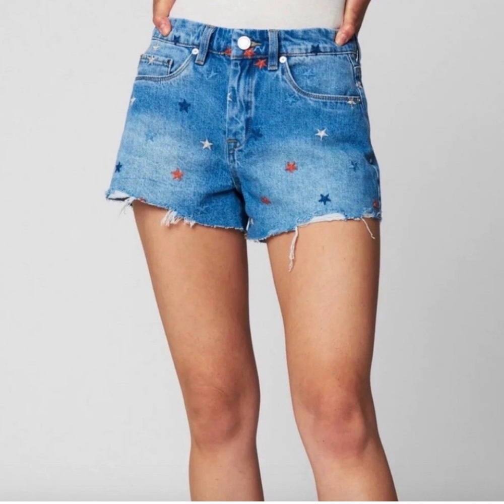 Blank NYC embroidered star denim shorts